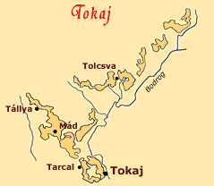 Carte du vignoble de Tokaj