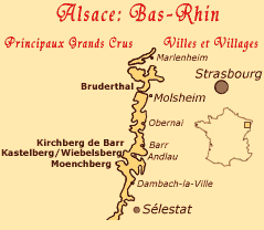 Carte des vins d'Alsace Nord