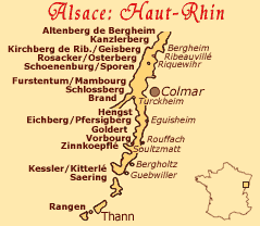 Carte des vins d'Alsace Sud