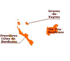 Carte des vins des appellations de l'Entre-deux-Mers