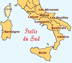Carte de l'Italie du Sud