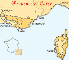 Carte des vins de Provence et Corse