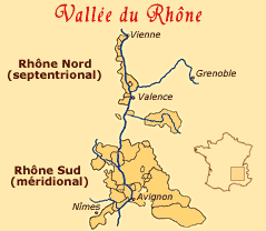 Carte des vins de la vallée du Rhône