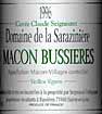 Etiquette Domaine de La Sarazini&egrave;re - Bussi&egrave;res