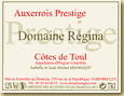 Etiquette Domaine Régina - Auxerrois Prestige