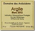 Etiquette Domaine des Ardoisières - Argile Blanc