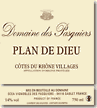 Etiquette Domaine des Pasquiers - Plan de Dieu