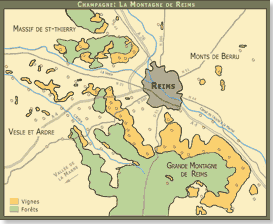 Champagne: Carte de la Montagne de Reims