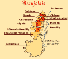 Carte des vins du Beaujolais