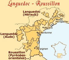 Carte des vins du Languedoc-Roussillon