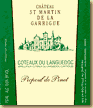 Etiquette St Martin de la Garrigue - Picpoul de Pinet