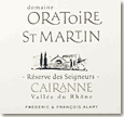 Etiquette Oratoire St Martin - Réserve des Seigneurs